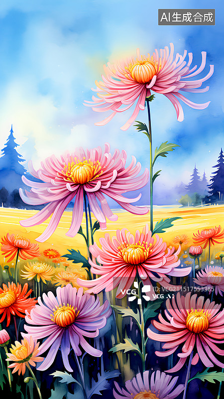 【AI数字艺术】盛开的菊花图片素材