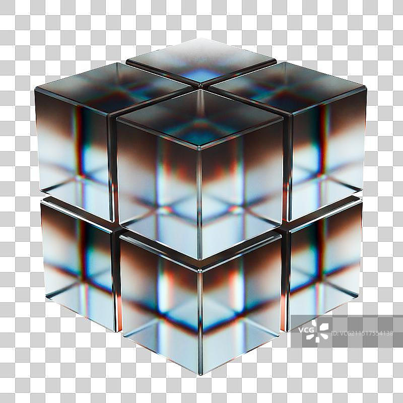 3D渲染的黑色玻璃材质魔方素材图片素材