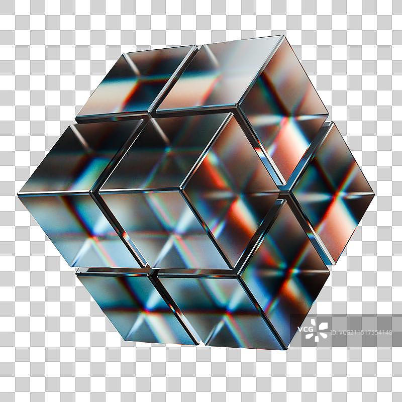 3D渲染的黑色玻璃材质魔方素材图片素材