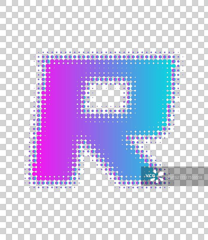 英文字母R波点效果渐变插画设计免扣素材图片素材