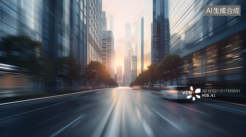 【AI数字艺术】金融区城市道路图片素材