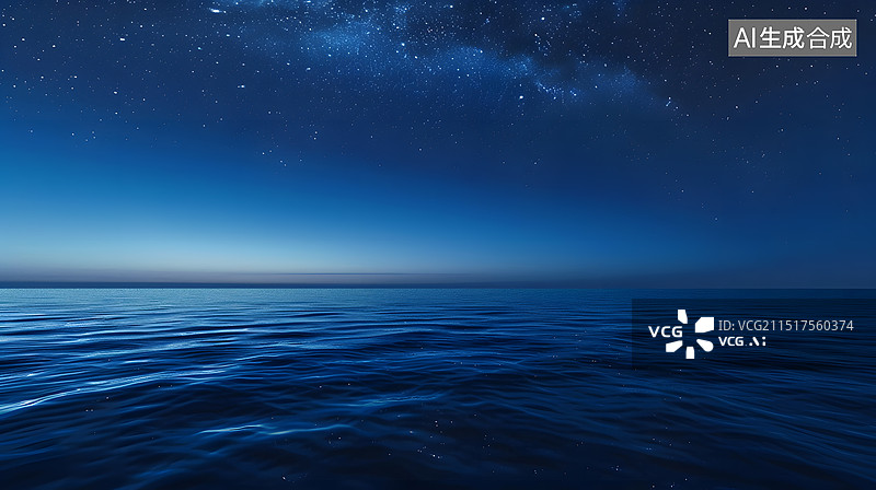 【AI数字艺术】星空下的广阔湖面图片素材