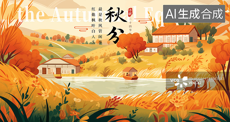 【AI数字艺术】金秋十月丰收的季节 正在秋收的人们 丰收的农田中的农民 粮食大丰收插画海报模版 横版图片素材