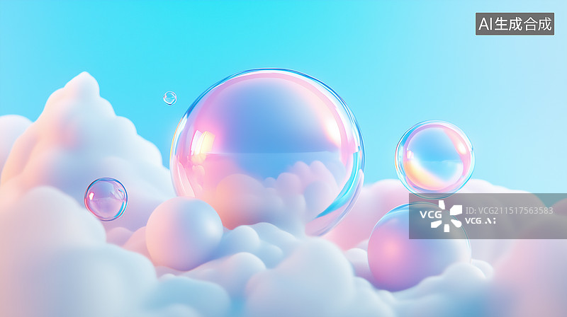 【AI数字艺术】厚重的云层上的创意球体图片素材