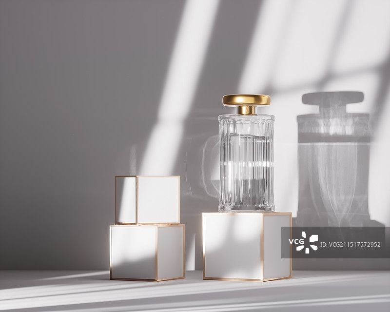 焦散效果的玻璃香水瓶图片素材