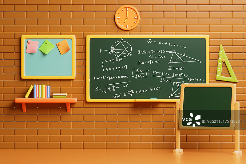 卡通风格的学校教室场景图片素材