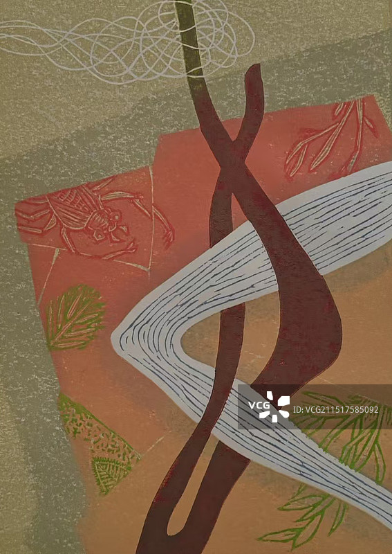 木刻《秋吟》图片素材