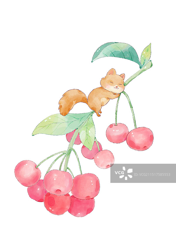 樱桃水彩插画图片素材