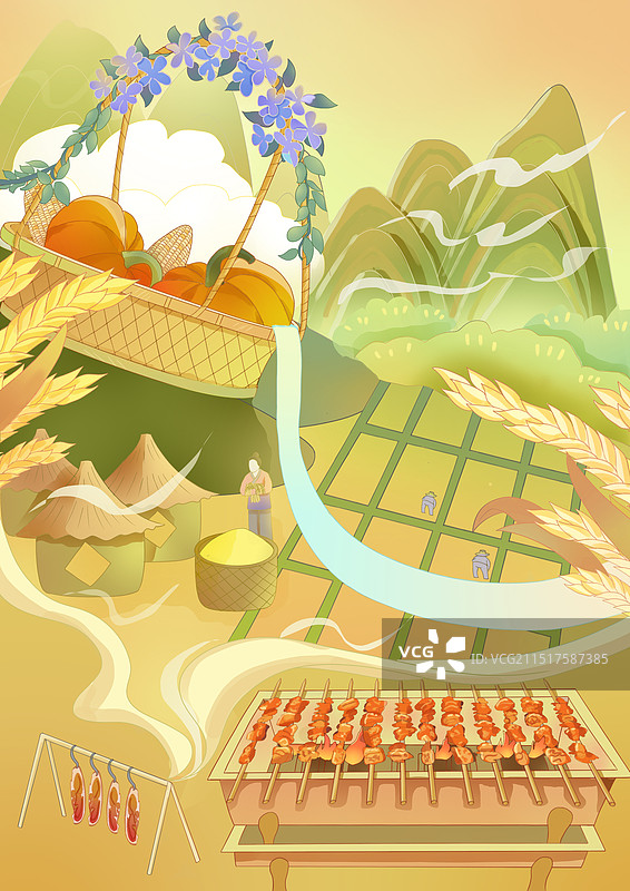 立秋节气插画图片素材