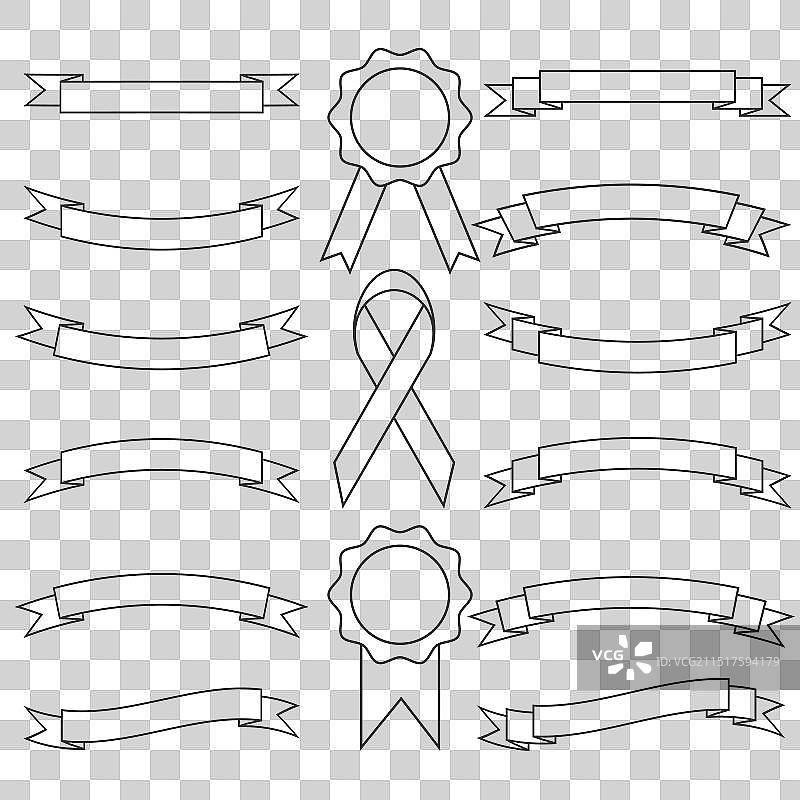 丝带图标线条艺术标志合集图片素材