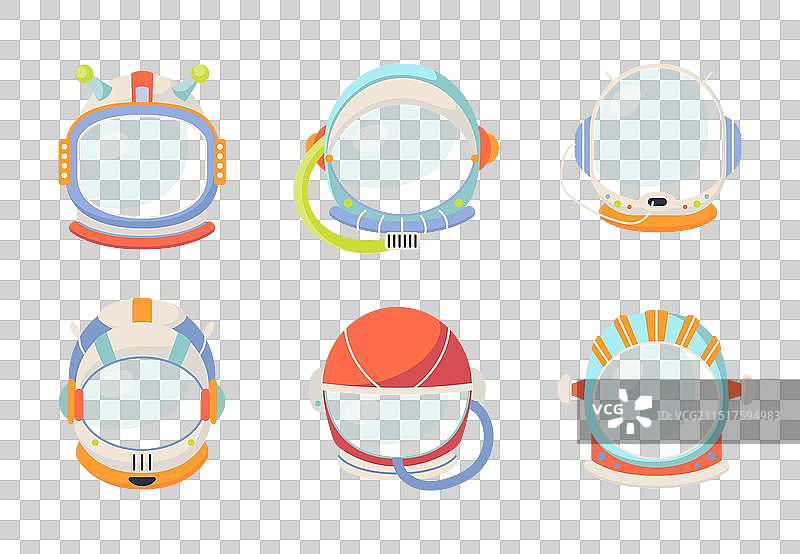 卡通彩色儿童宇航员头盔合集图片素材