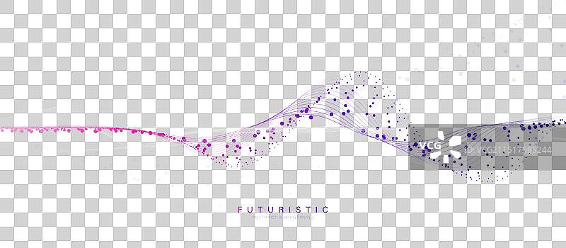 抽象品红色紫色波浪粒子线条图片素材