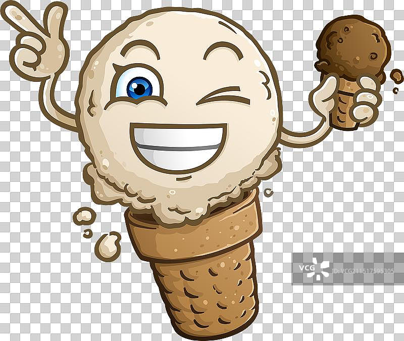 卡通冰淇淋筒吉祥物指引图片素材