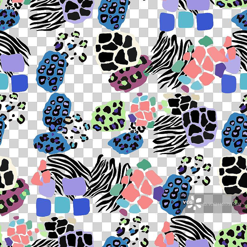 以彩色豹纹为主题的纺织艺术图片素材