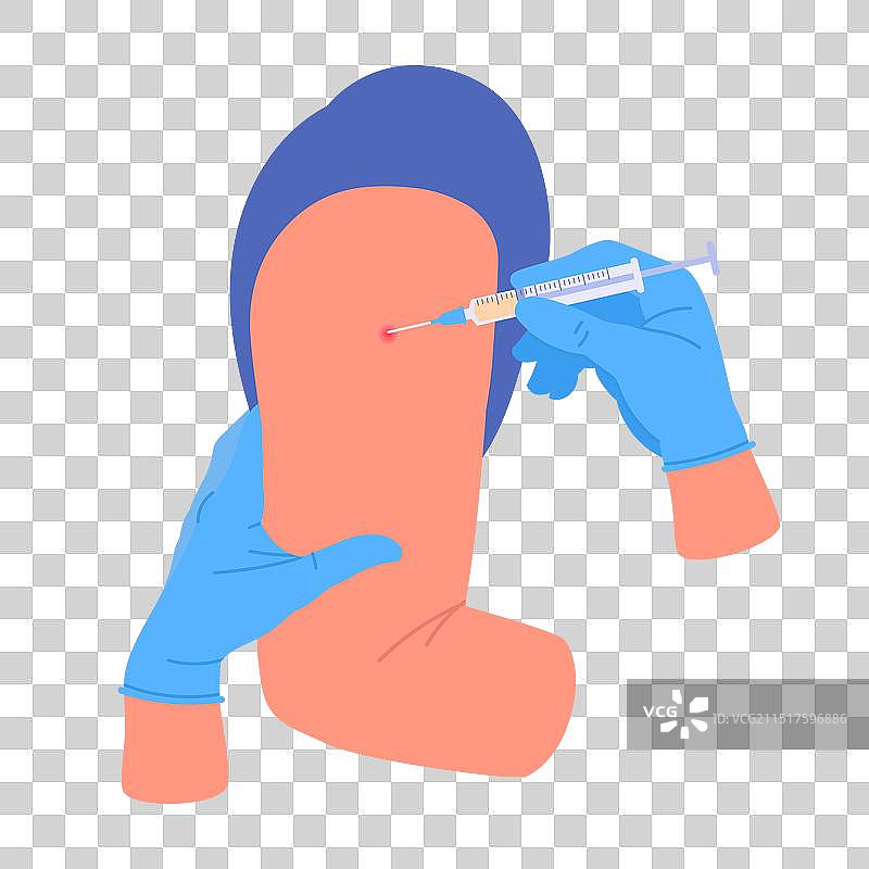 疫苗接种过程，戴橡胶手套的护士图片素材