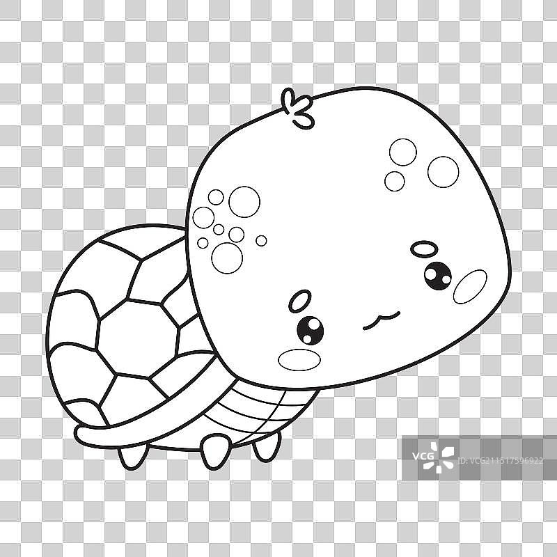 可爱的乌龟卡通动物轮廓图标图片素材