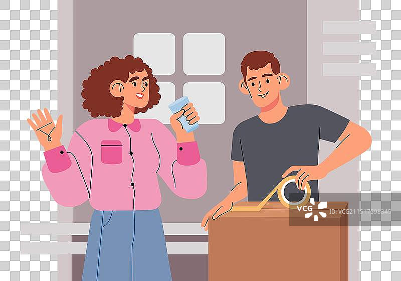 男女正在整理装箱图片素材