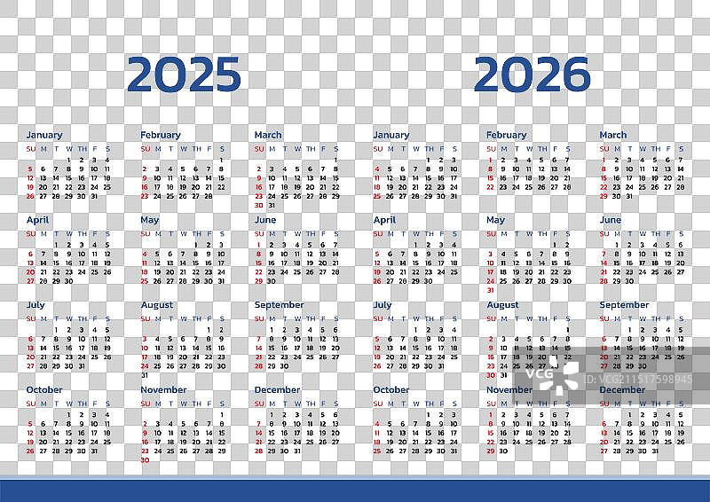 2025至2026年月历模板图片素材