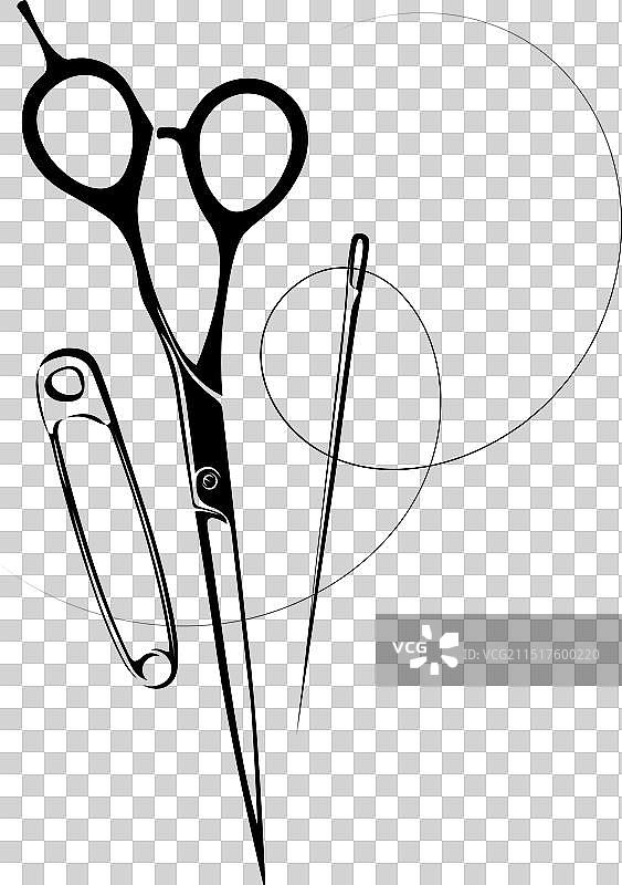 剪刀针线和别针设计图片素材