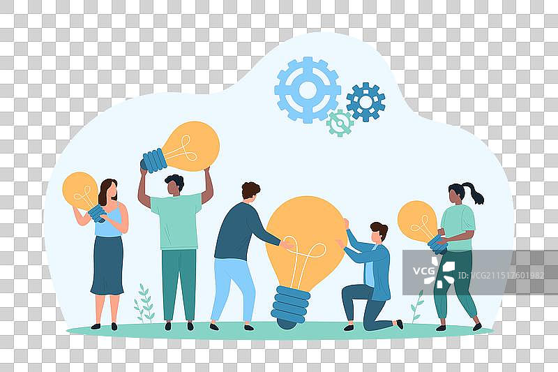 人们拿着灯泡，成功秘诀图片素材