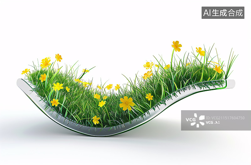 【AI数字艺术】3D玻璃草形状元素图片素材