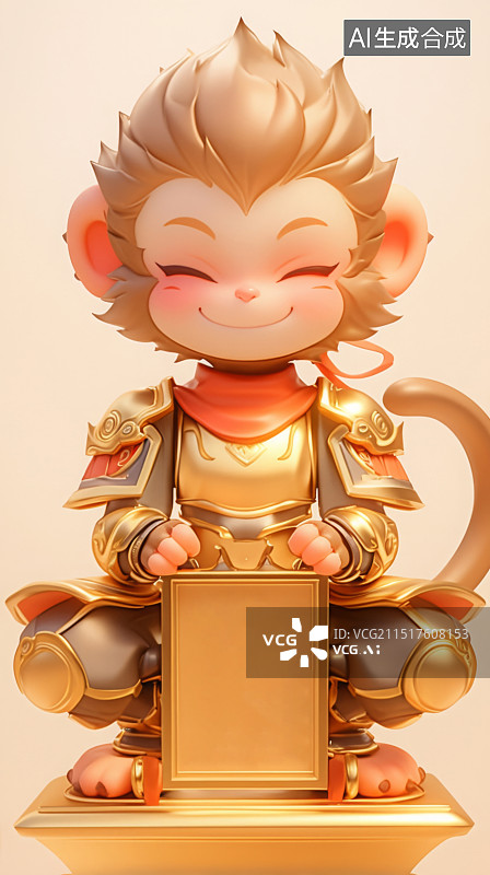 【AI数字艺术】孙悟空的金属质感雕像图片素材