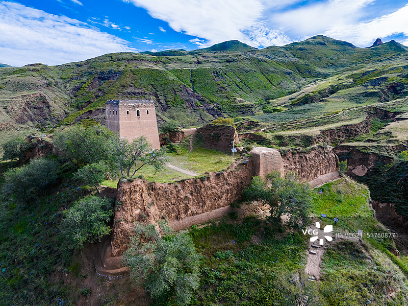 航拍山西省大同市左云县长城一号线箭楼图片素材