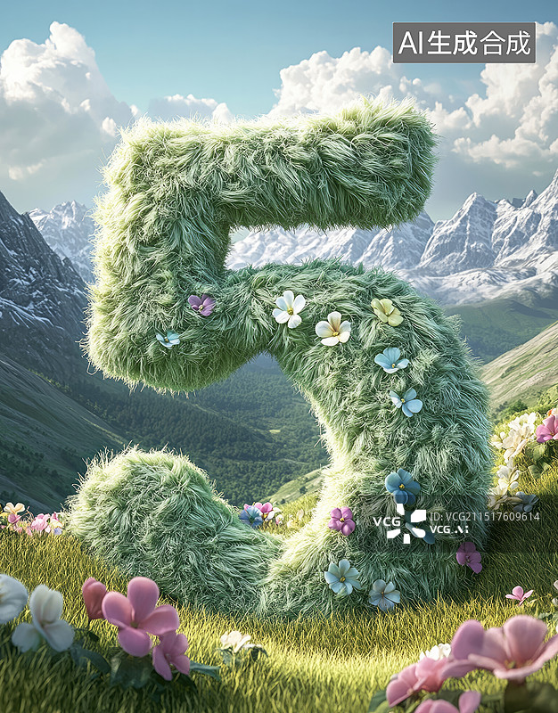 【AI数字艺术】3D倒计时海报-毛绒质感数字5图片素材