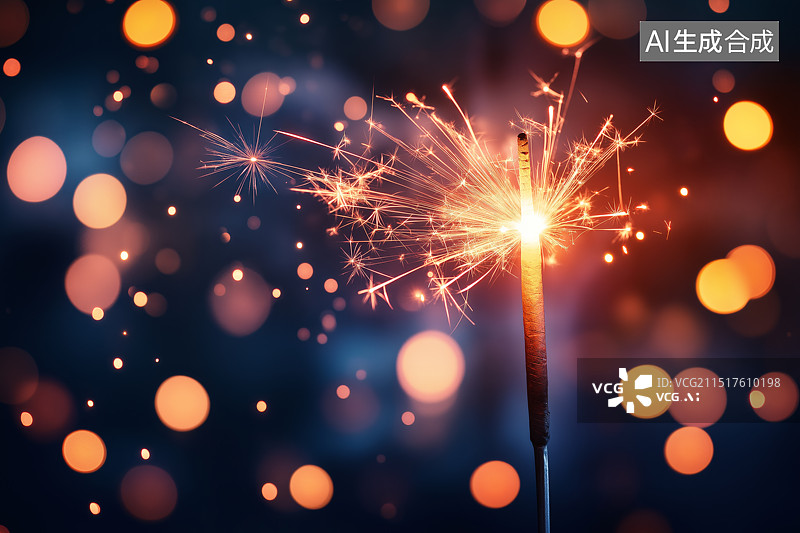 【AI数字艺术】手拿仙女棒烟花特写图片素材
