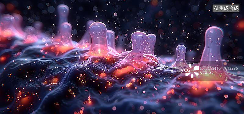 【AI数字艺术】神经元 病毒 细菌 生物医药科技背景图图片素材