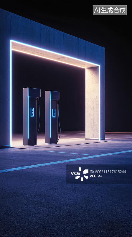 【AI数字艺术】新能源电动汽车充电桩图片素材