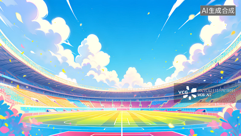 【AI数字艺术】田径运动场插画图片素材