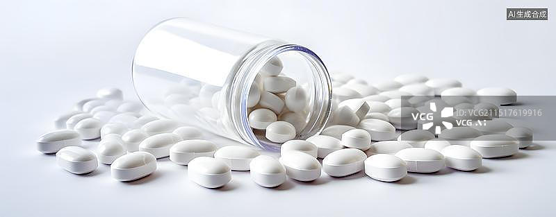 【AI数字艺术】白瓶子中的药片白瓶子中的药片图片素材