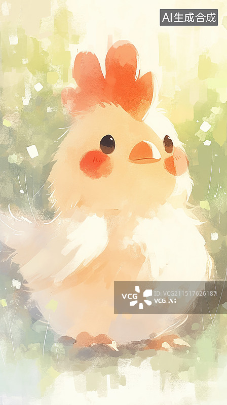 【AI数字艺术】治愈系萌宠壁纸-公鸡图片素材