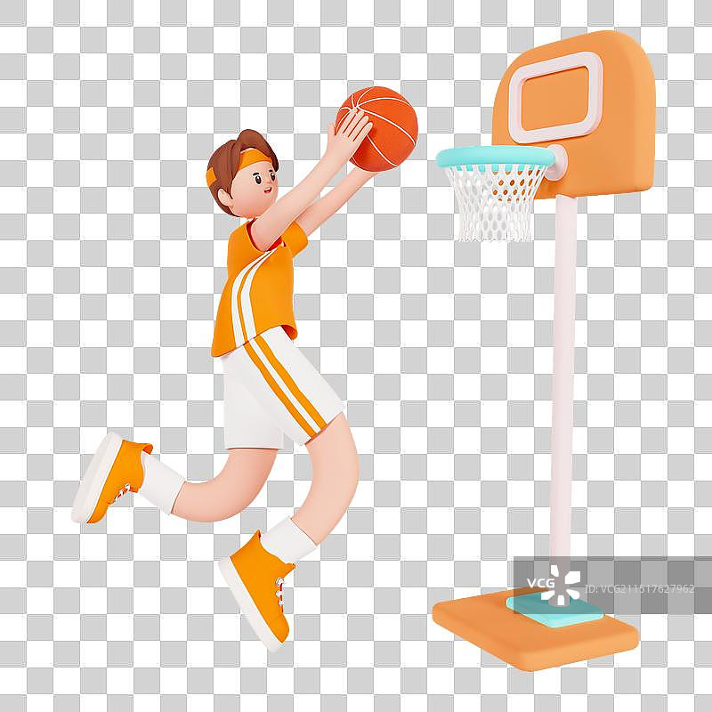 3D立体打篮球的男孩体育运动人物元素图片素材