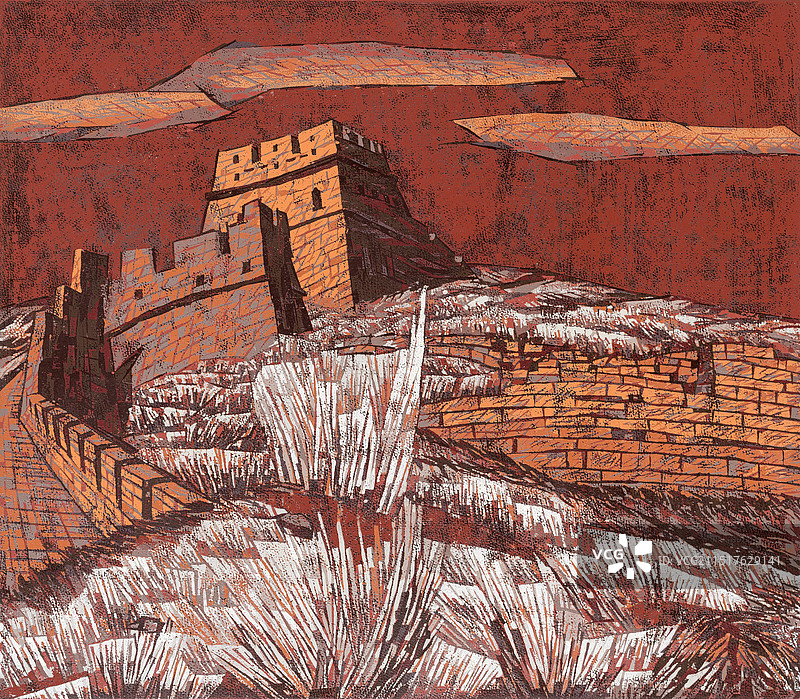 绝版套色木刻《脊梁》图片素材