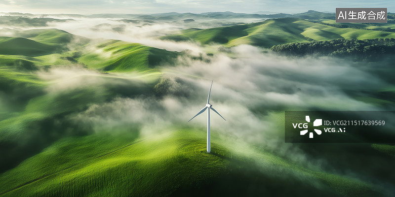 【AI数字艺术】绿色能源与自然和谐共处图片素材