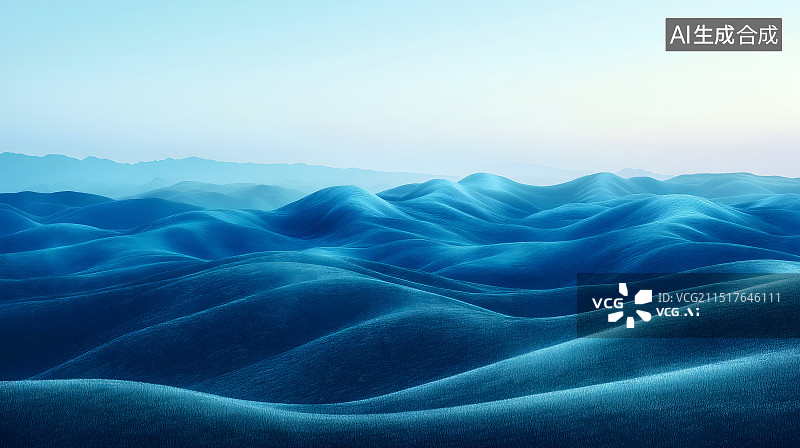 【AI数字艺术】极简蓝色渐变群山地形高角度远景图片素材