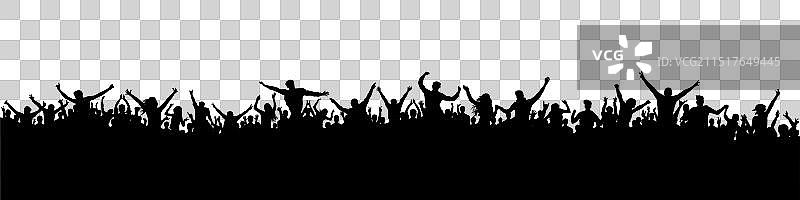 人群剪影欢呼雀跃的粉丝图片素材