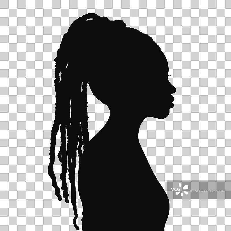 非裔美国妇女黑色剪影图片素材