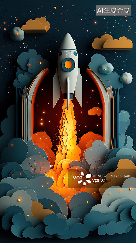 【AI数字艺术】书本里的宇宙飞船图片素材