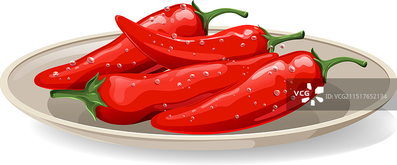米色盘子上的红辣椒图片素材