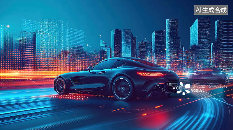 【AI数字艺术】科技与速度的交融图片素材