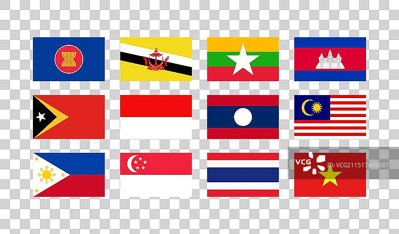 东盟国家国旗合集图片素材