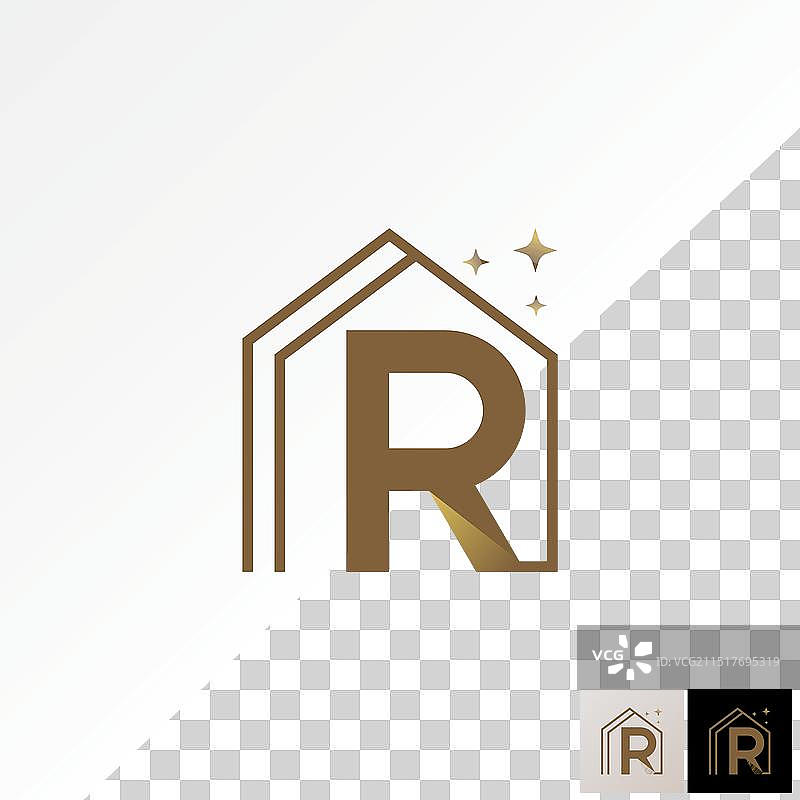 R字母房屋顶Logo图片素材