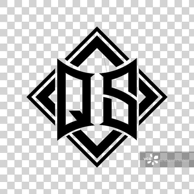 带有抽象盾牌形状的QS字母标志图片素材