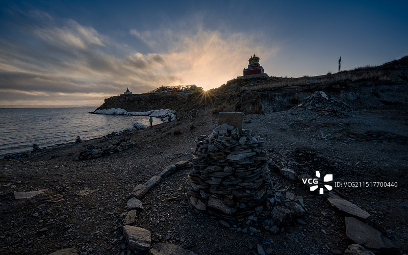 【青海湖日落】图片素材