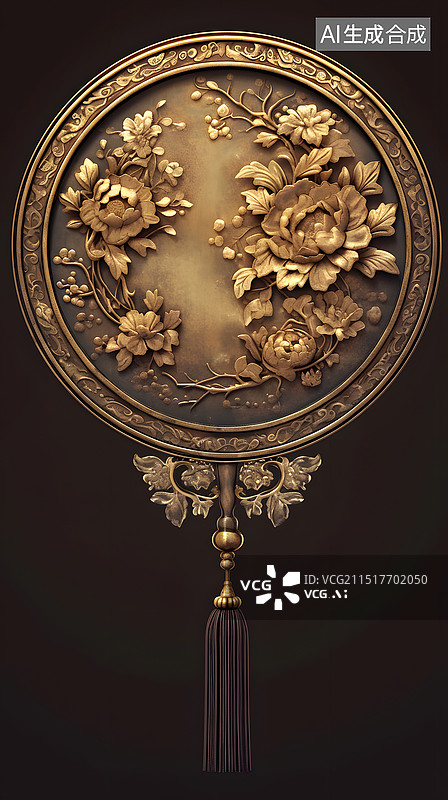【AI数字艺术】仿古中式铜镜图片素材