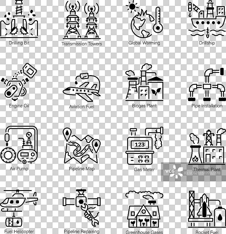 炼油厂线性图标包图片素材
