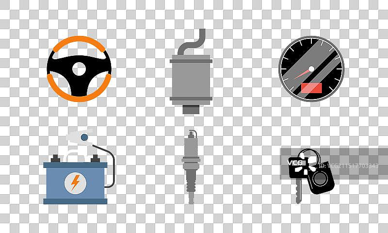 汽车维修服务扁平图标集图片素材